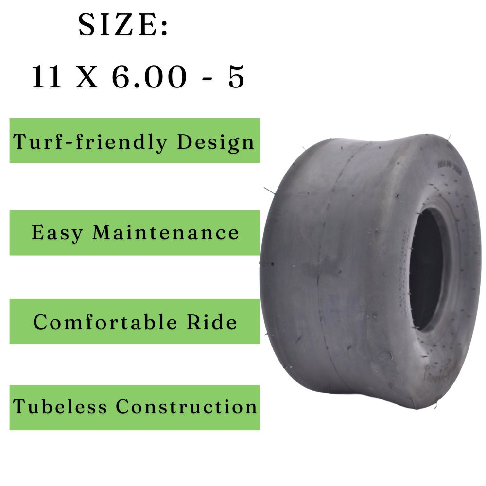 Dayrim 11x6.00-5 Zero Turn Lawn Mower Tires - Set of 2, Smooth Riding, Turf-Friendly 4-Ply Tubeless Lawn & Garden Tires, Replacement for Lawn Mowers