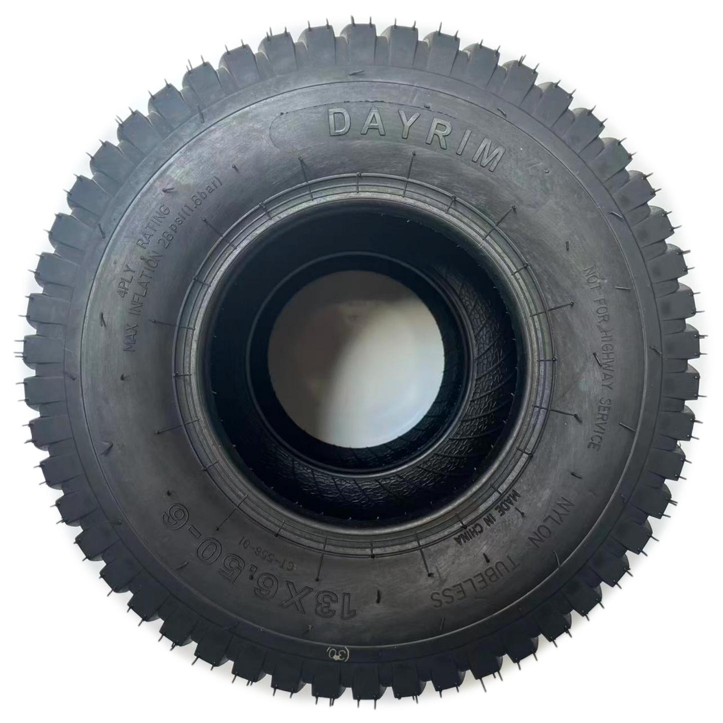 Dayrim 13x6.50-6 (2-Pack) Lawn Mower Turf Tires, V2 Tread Pattern, 4-Ply Tubeless Replacement Tires for Garden Tractors and Riding Mowers