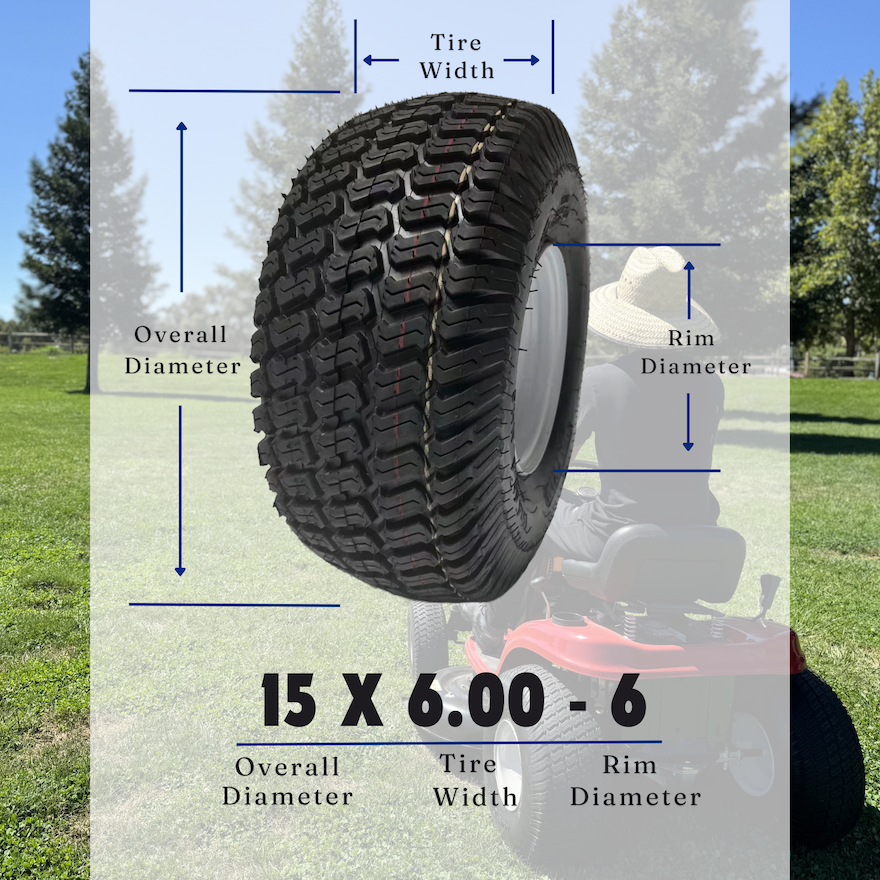 Dayrim 2 Pcs 15x6.00-6 Lawn Mower Tires with White Rim, 4-Ply Tubeless, 3" Centered Hub, 3/4" Bore Bearing, Wheel & Tire Assembly, Turf Tread for Riding Mowers & Garden Tractors