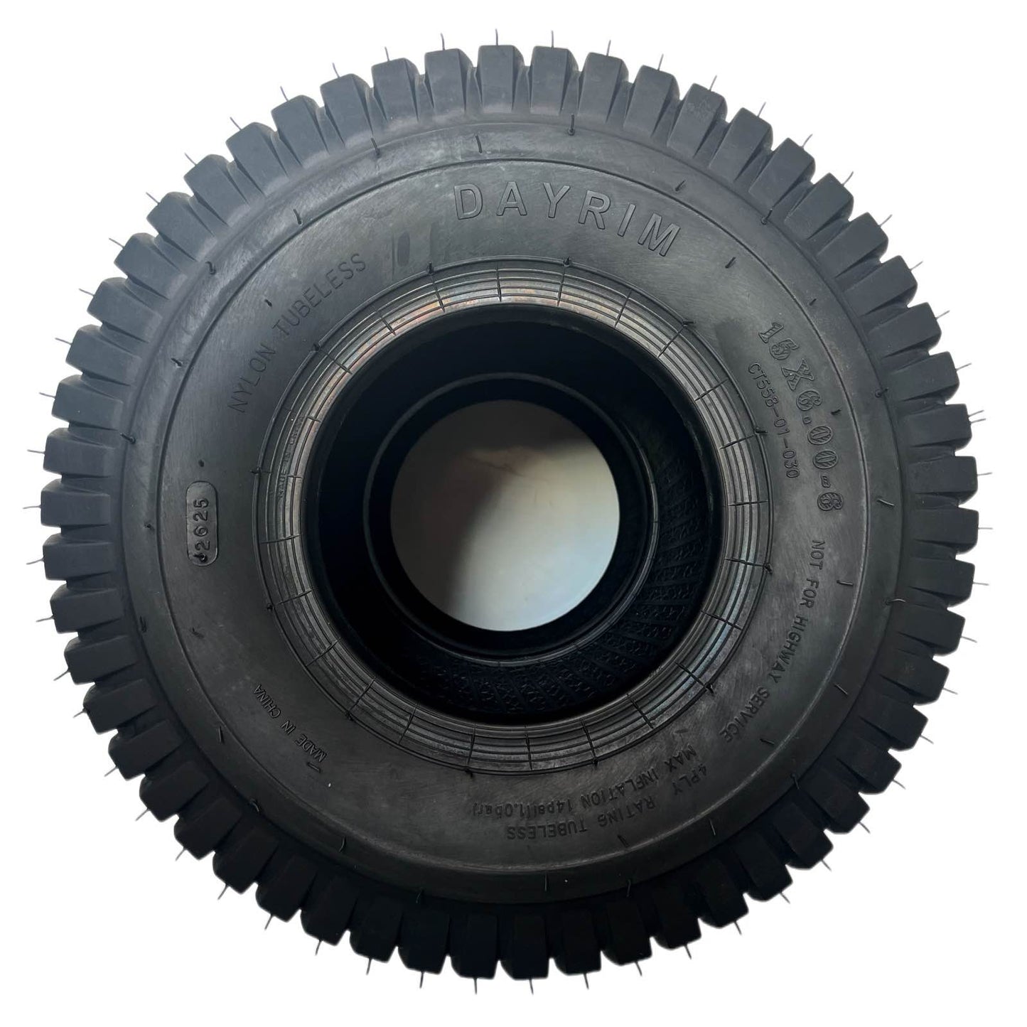 Dayrim 15x6.00-6 (2-Pack) Lawn Mower Turf Tires, V2 Tread Pattern, 4-Ply Tubeless Replacement Tires for Garden Tractors and Riding Mowers
