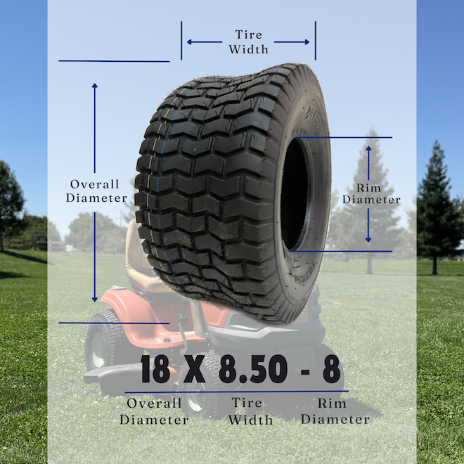 Dayrim 18x8.50-8 (2-Pack) Lawn Mower Turf Tires, V2 Tread Pattern, 4-Ply Tubeless Replacement Tires for Garden Tractors and Riding Mowers, Golf Cart Tires