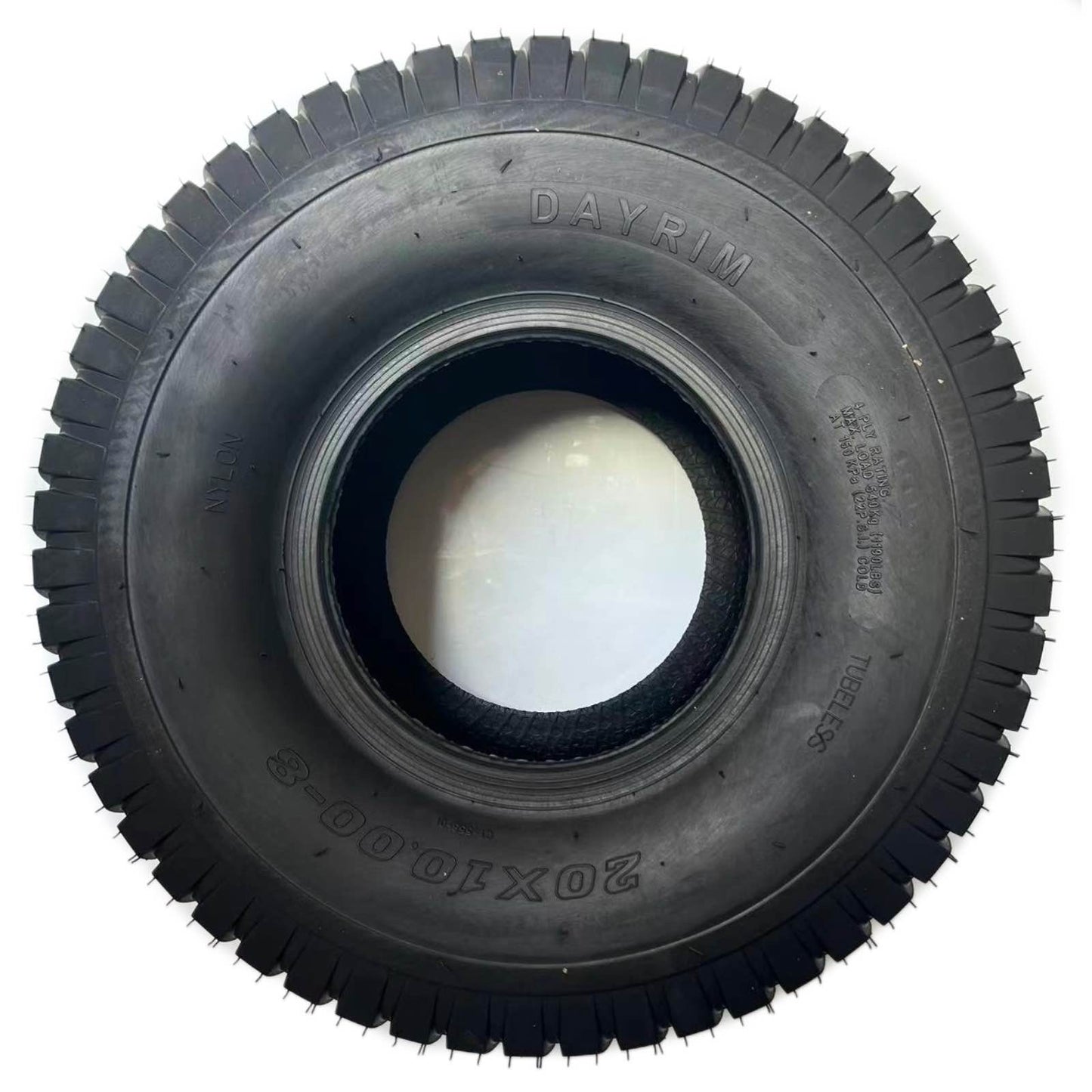 Dayrim 20x10-8 (2-Pack) Lawn Mower Turf Tires, V2 Tread Pattern, 4-Ply Tubeless Replacement Tires for Garden Tractors and Riding Mowers,Golf Cart Tires