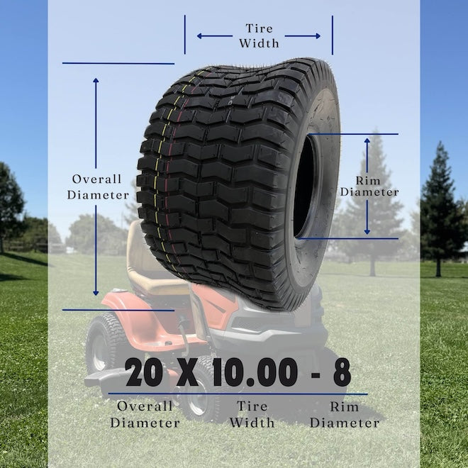 Dayrim 20x10-8 (2-Pack) Lawn Mower Turf Tires, V2 Tread Pattern, 4-Ply Tubeless Replacement Tires for Garden Tractors and Riding Mowers,Golf Cart Tires