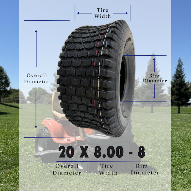 Dayrim 20x8.00-8 (2-Pack) Lawn Mower Turf Tires, V2 Tread Pattern, 4-Ply Tubeless Replacement Tires for Garden Tractors and Riding Mowers,Golf Cart Tires