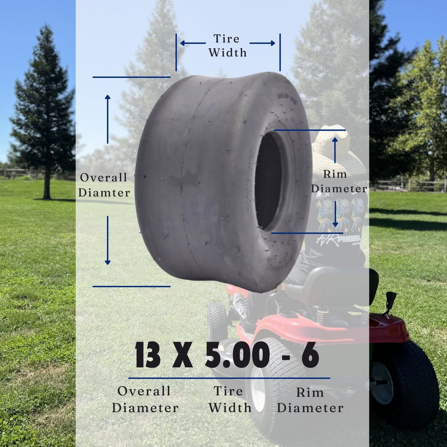 Dayrim 13x5.00-6 Zero Turn Lawn Mower Tires - Set of 2, Smooth Riding, Turf-Friendly 4-Ply Tubeless Lawn & Garden Tires, Replacement for Lawn Mowers