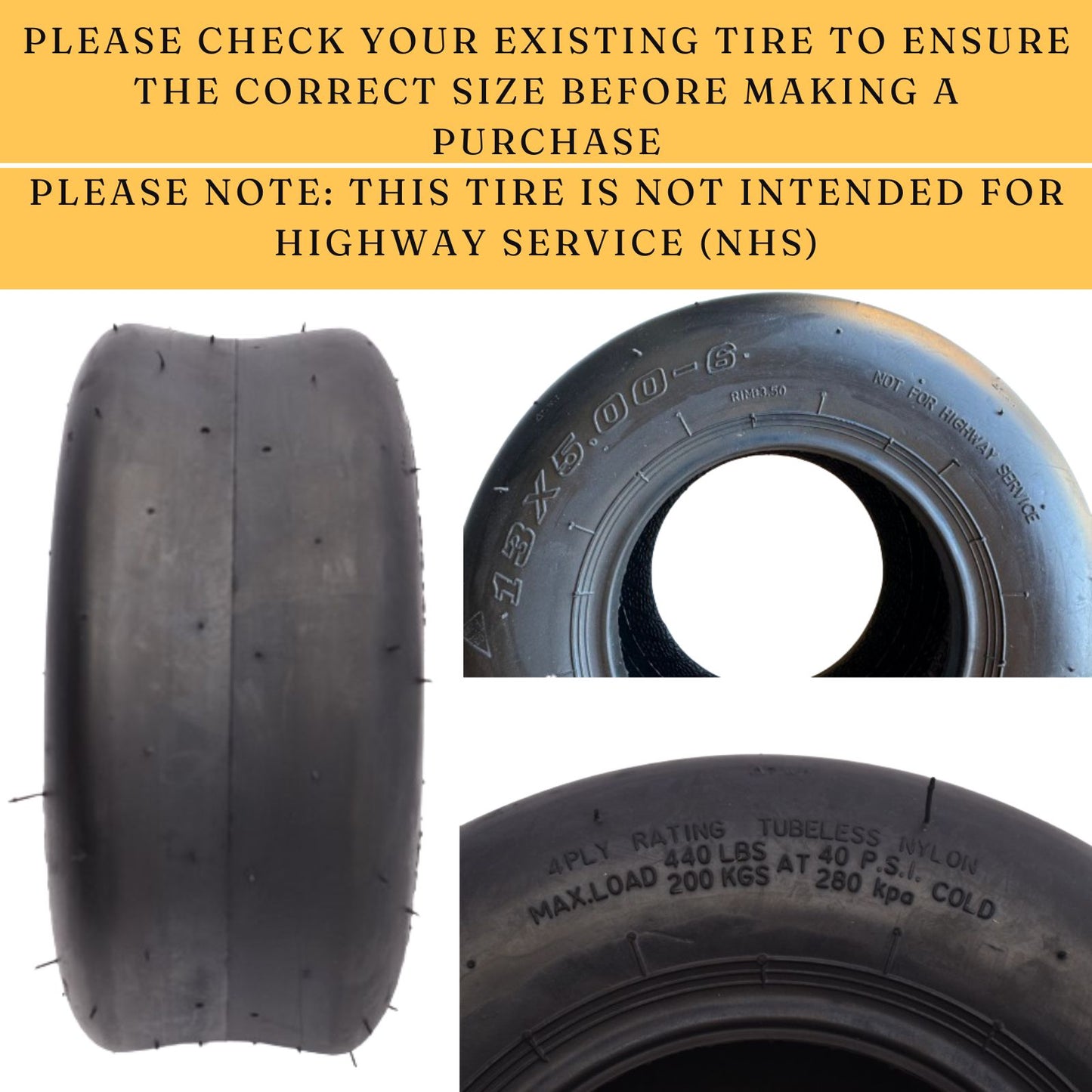 Dayrim 13x5.00-6 Zero Turn Lawn Mower Tires - Set of 2, Smooth Riding, Turf-Friendly 4-Ply Tubeless Lawn & Garden Tires, Replacement for Lawn Mowers