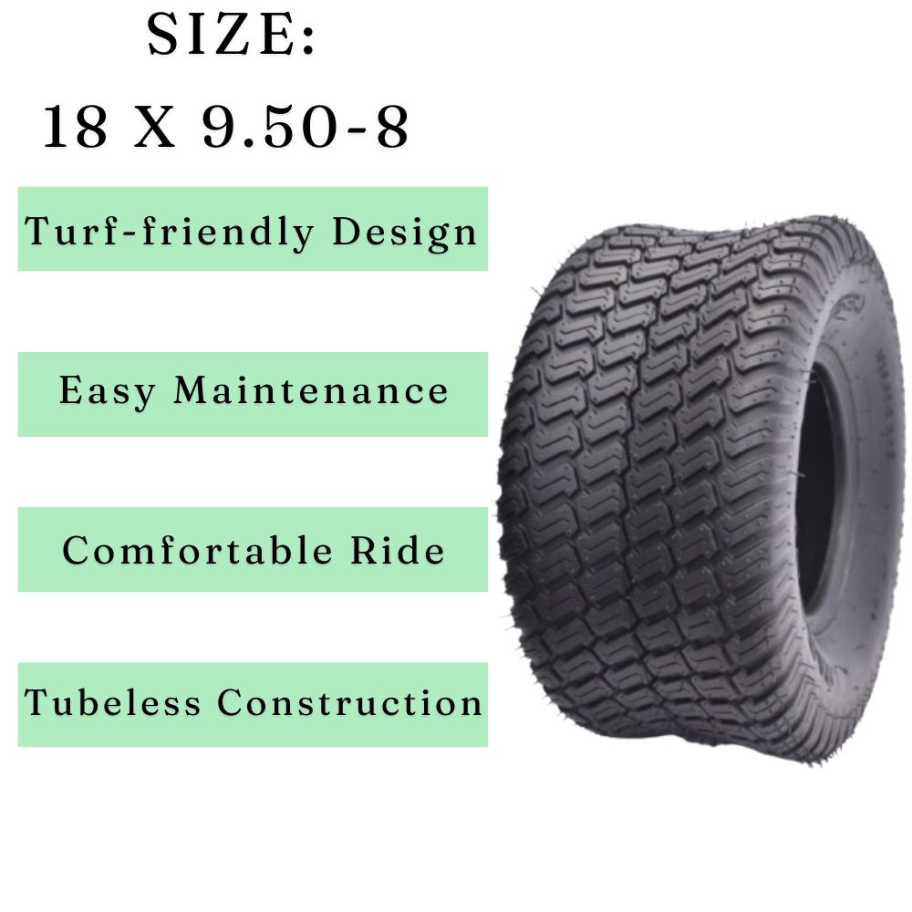 Dayrim 18x9.50-8 Lawn Mower Tires, Set of 2, 4-Ply Tubeless Turf Tread, for Garden Tractor & Riding Mower