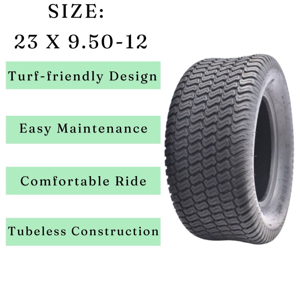 Dayrim 23x9.50-12 Lawn Mower Tires, Set of 2, 4-Ply Tubeless Turf Tread, for Garden Tractor & Riding Mower